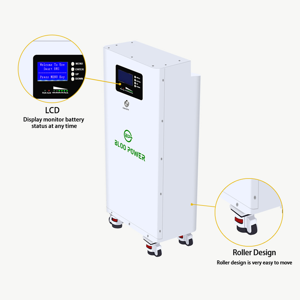 Popular Lithium Energy Storage 51.2 V 100 Ah 200 Ah 300 Ah Battery Wheel Stand