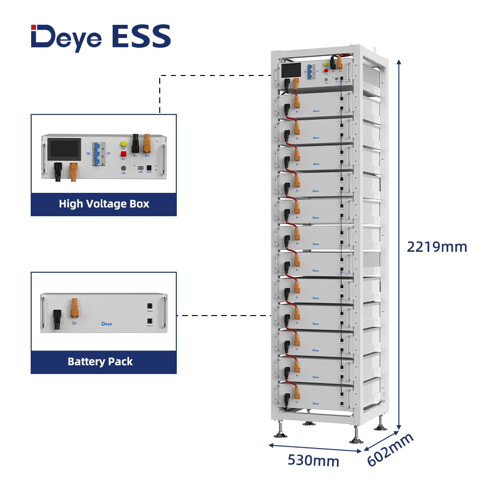 Deye ESS BOS-G: 51.2V, 100Ah LiFePO4 Battery Pack for Home Solar Energy Storage System Container
