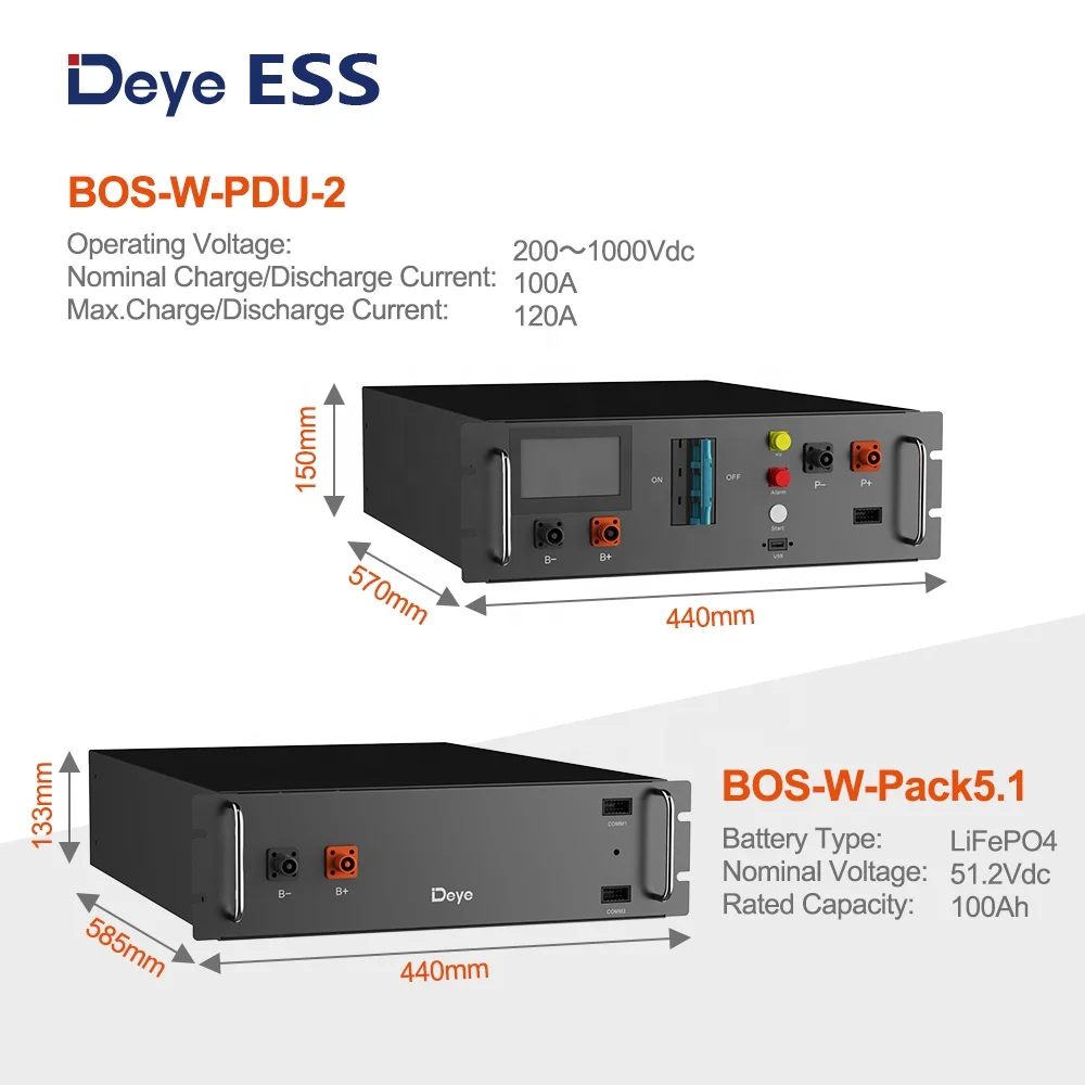 51.2V, 100Ah Lithium Phosphate Power Storage Battery Pack ESS BOS-W:Deye