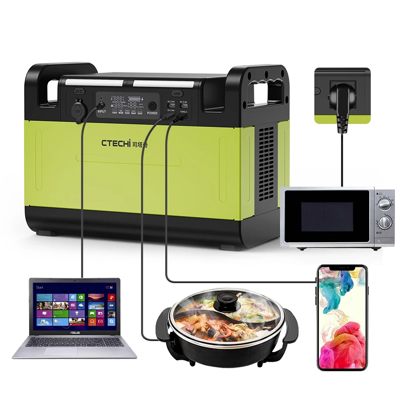 1200-1500W Lithium Power Supply Solar  Power Generator for Camping Home Outdoor  CTECHi
