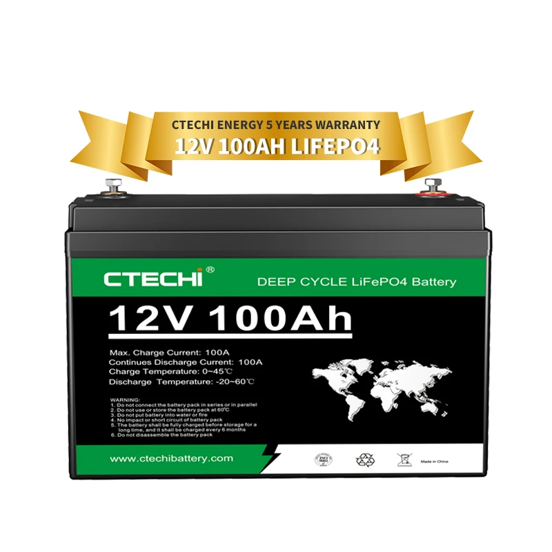 LiFePO4 Lithium ion Battery Pack with BMS Flexible Home Energy Storage 12V-48V, 100Ah-400Ah CTECHi