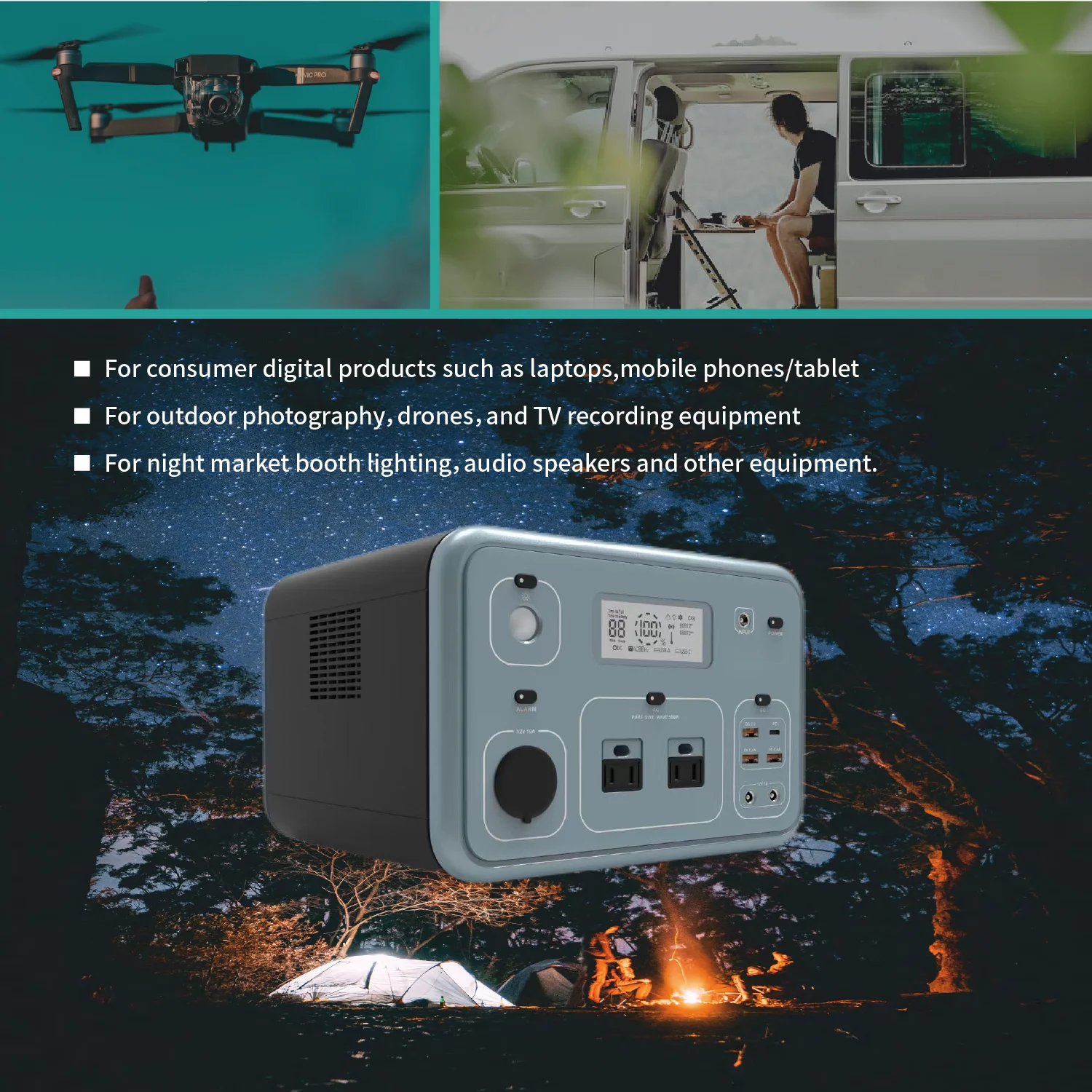Elecnova 500W/600W Solar Power Station - Portable Generator for Outdoor Use