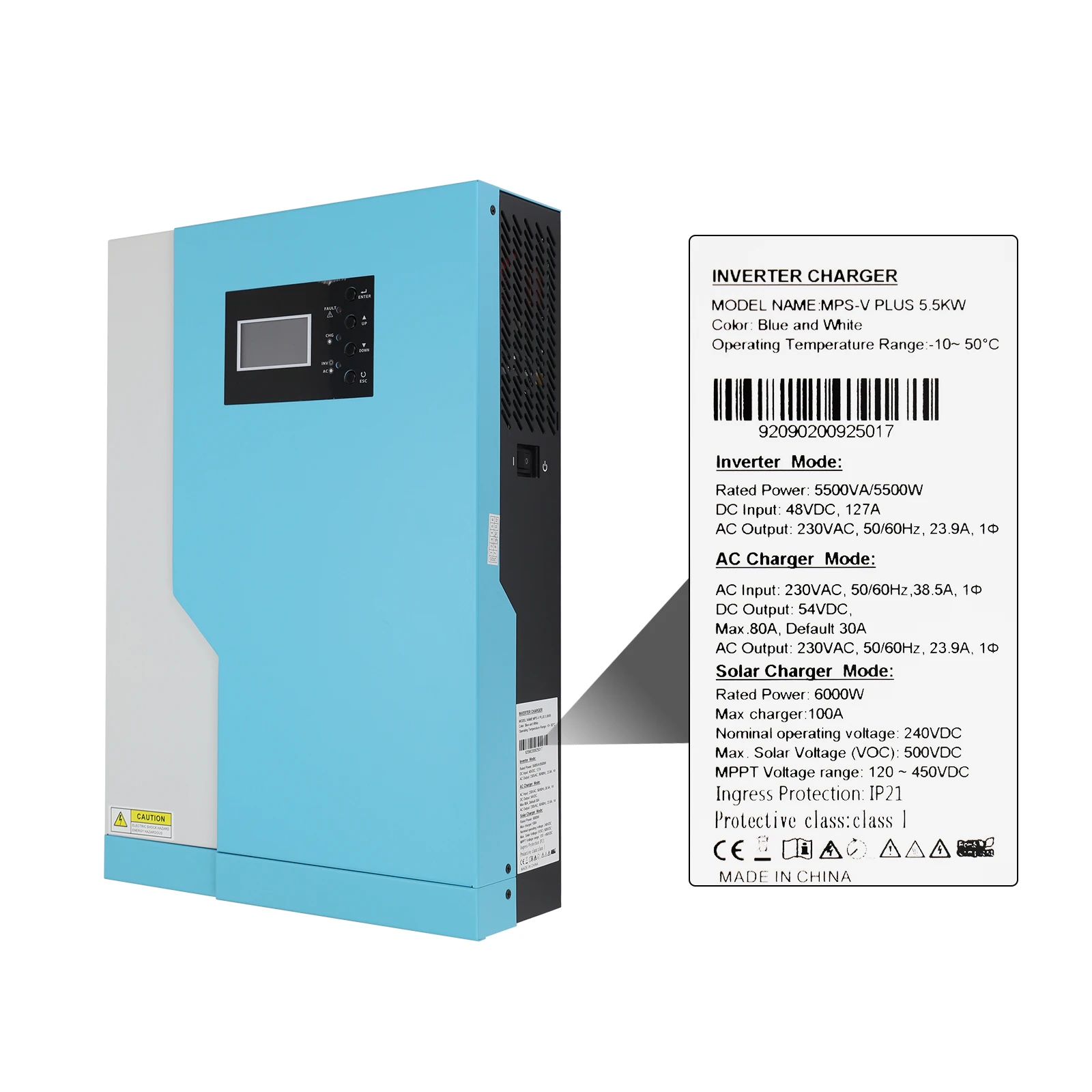 3.5KW/5.5KW Single Phase  Hybrid Solar Inverter - 100A MPPT Off-Grid System Can Work Without Battery WIFI Monitor TTN