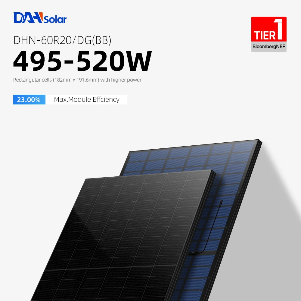 DAH 182-Cell Solar Panel - 495W-525W All Black Bifacial