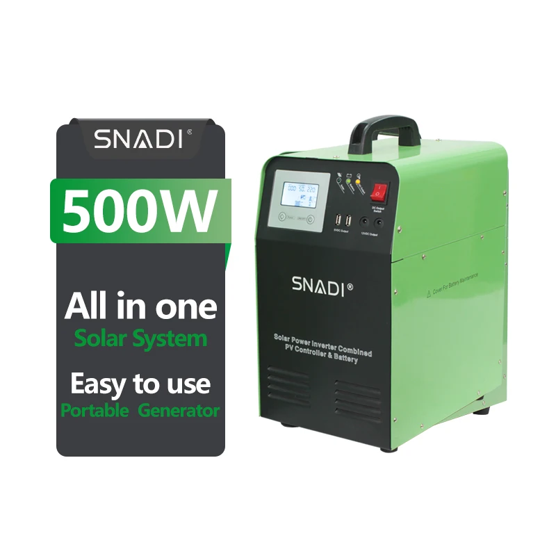 Portable All-in-One Solar System 500W 12V Solar Kit with Battery Storage SNADI