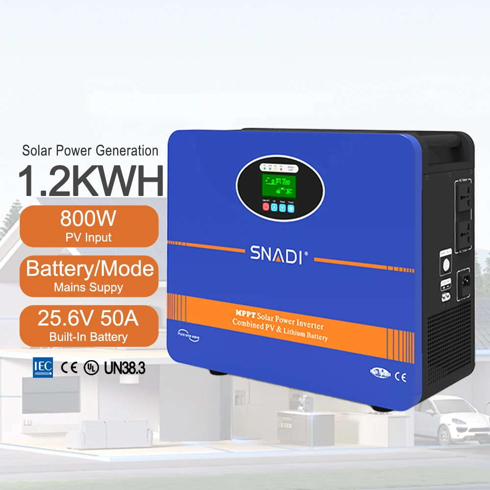 1200W All-in-One Portable Solar Power Generator with Battery - Home Off-Grid  SNADI