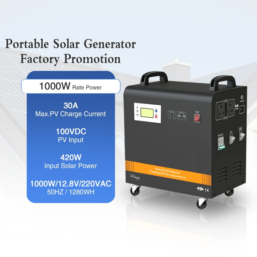 Portable Power Station 1000W 2000W LiFePO4 Solar Generator for Home Use - SNADI