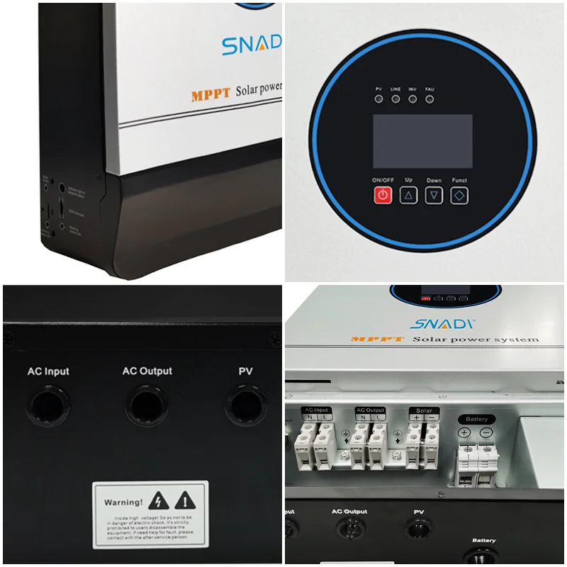 5500W 12V/24V Pure Sine Wave Inverter Hybrid Solar Home Power Converter - SNADI