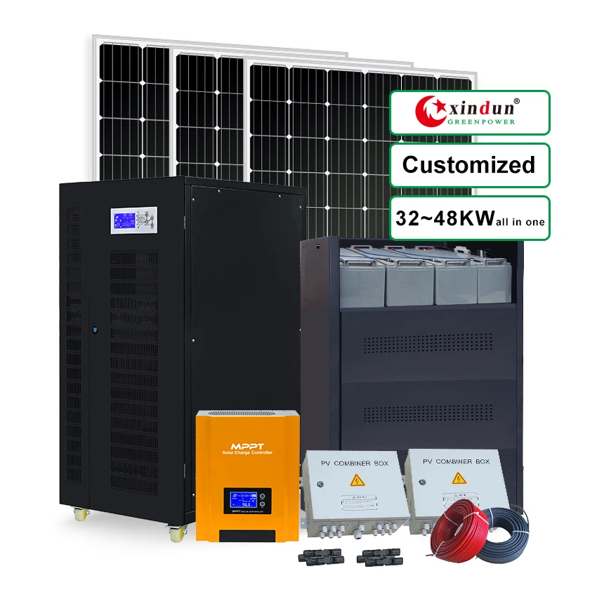 50kW Hybrid Solar Power System, 3 Phase Off-Grid Solar Kit for Home Use Xindun