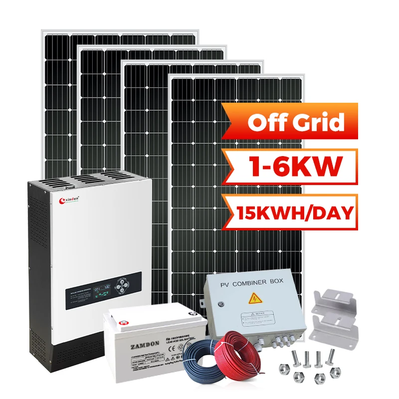 All-in-One Off-Grid Solar Power System, 3000W-5000W Hybrid Solar Panel Kit for Home Use Xindun
