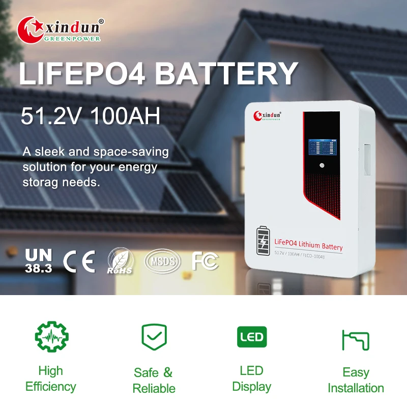 High-Capacity 5kW 48V/51.2V 100Ah-200Ah LiFePO4 Battery for Reliable Solar Power Storage Xindun