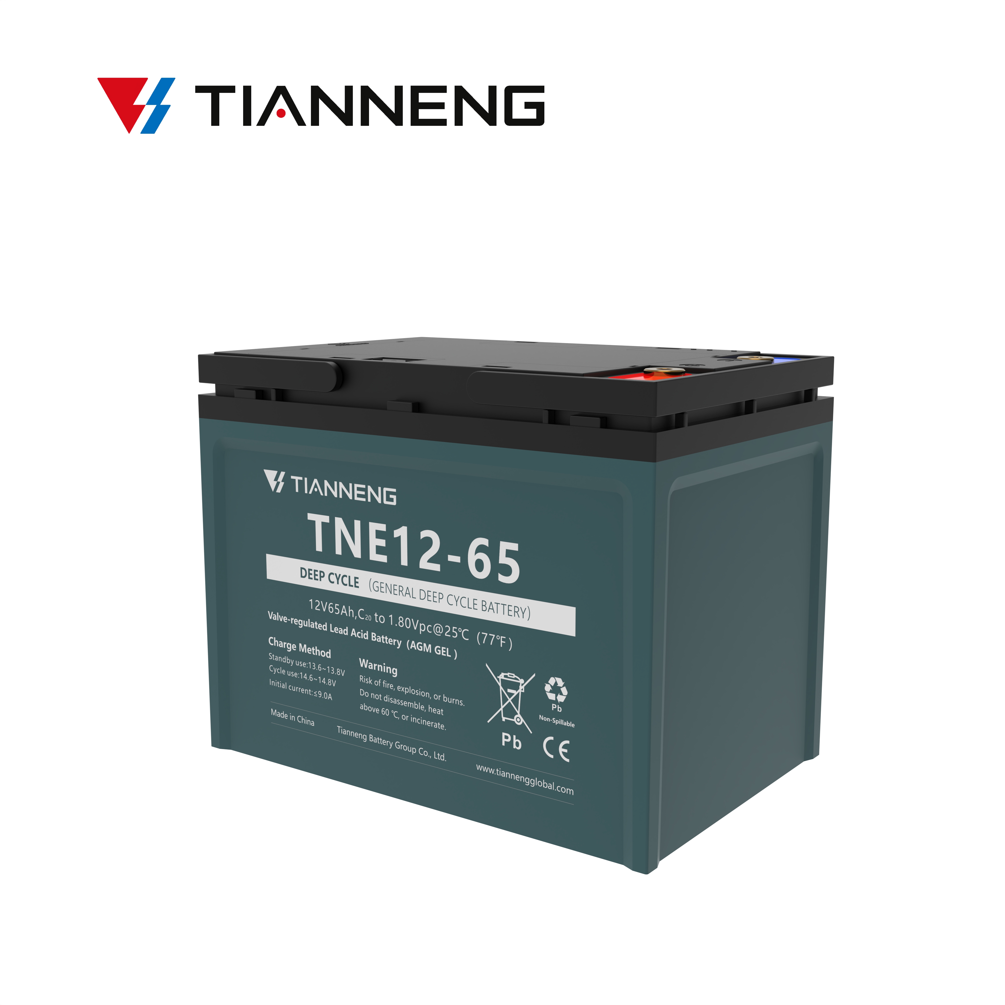 Tianneng TNE 12-65 General Deep Cycle 12v 65ah Motive Lead Acid Battery