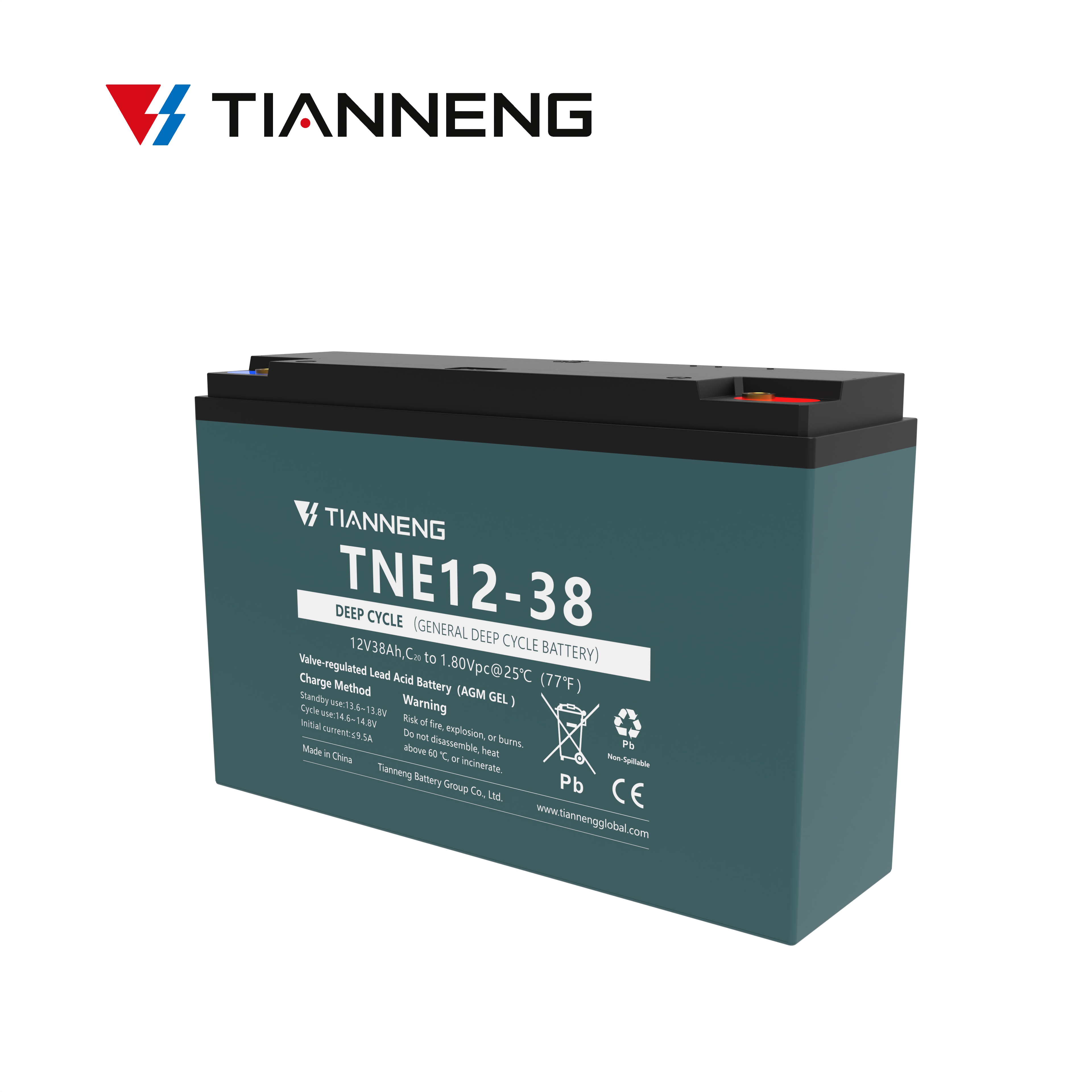 Tianneng TNE 12-38 General Deep Cycle 12v 38ah Motive Lead Acid Battery