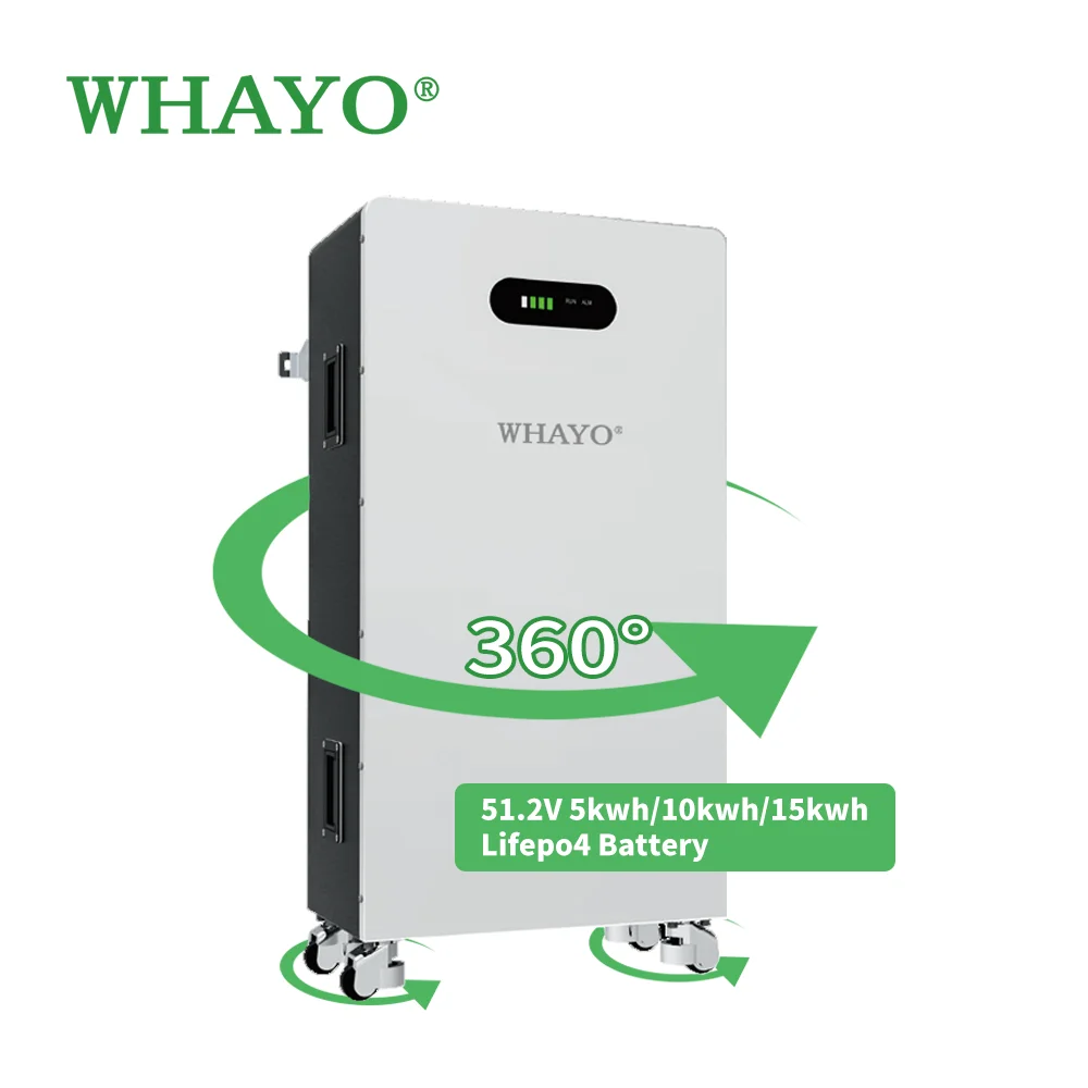15kWh 300Ah 48V Renewable Energy LiFePO4 Battery Pack - Home Solar Power Station with Wheels - Whayo