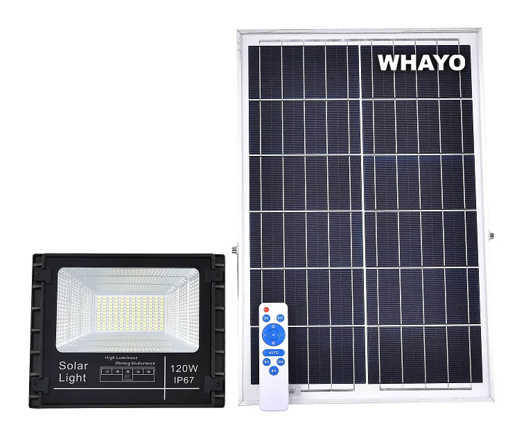 40W-120W Solar LED Projector Lamp with Time & Light Remote Control - Outdoor Lighting - Whayo