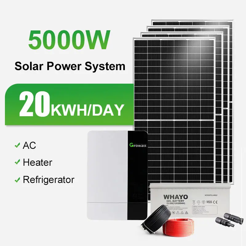 5kW-15kW Hybrid Solar Power System with Lithium Battery for Off-Grid Homes - Whayo