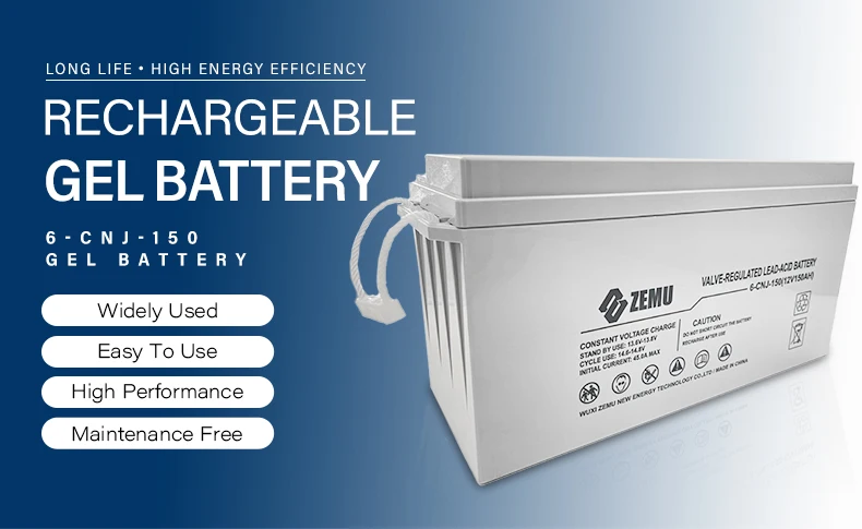 Zemu 12V 150Ah Gel Battery - High Cycle Life for Solar Energy Storage & Backup Power