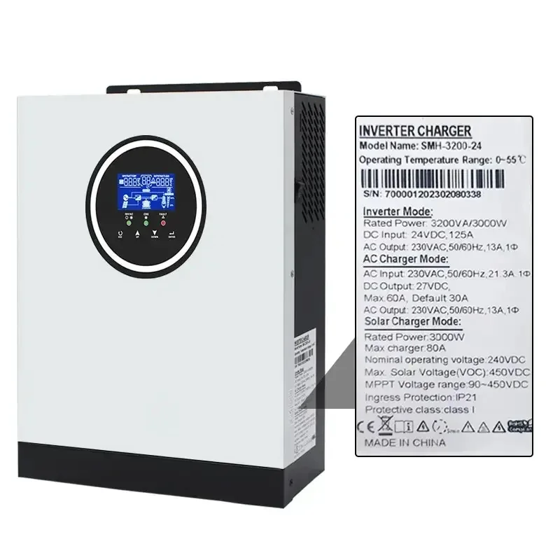 HARS Smart 2200W/3200W Power Inverter - DC 12V/24V to AC 220V for Solar Systems