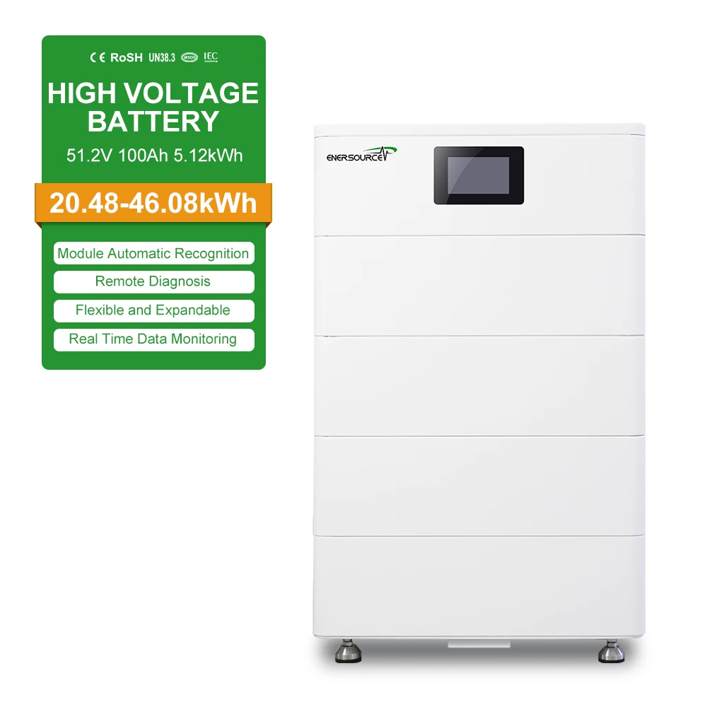 Enersource 51.2V-256V Scalable Stackable Lithium ion Battery System 100Ah for Solar Energy Storage