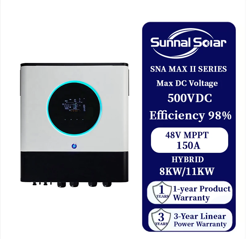 24V 8KW-11KW Waterproof Hybrid Solar Inverter | IP65 Dual Outputs | Pure Sine Wave MPPT | SUNNAL