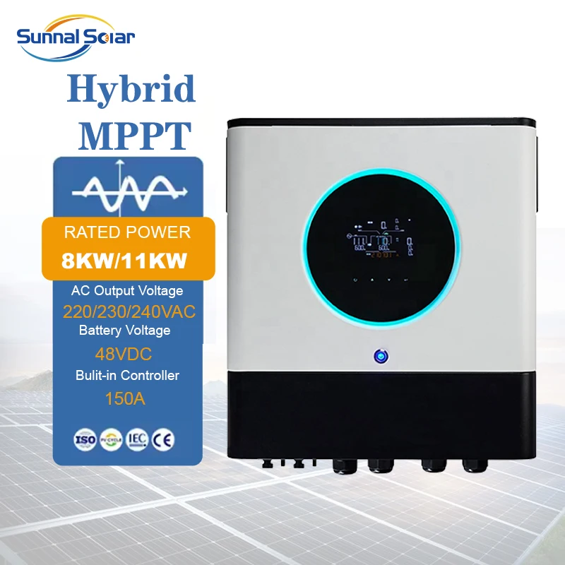 24V 8KW-11KW Waterproof Hybrid Solar Inverter | IP65 Dual Outputs | Pure Sine Wave MPPT | SUNNAL