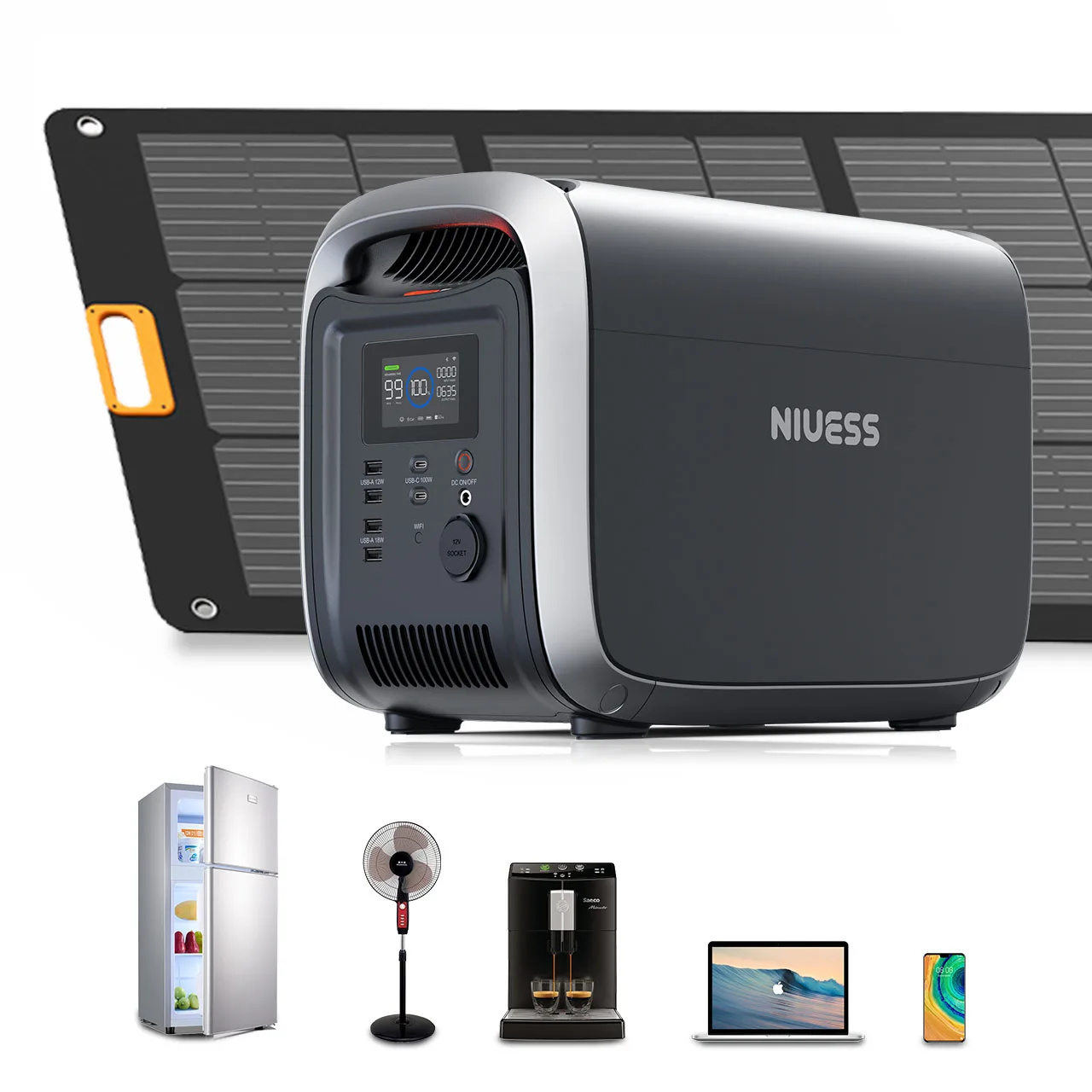 1200W All-in-One Portable Power Station with Solar Charging - Ideal for Camping & Home Use - Niuess
