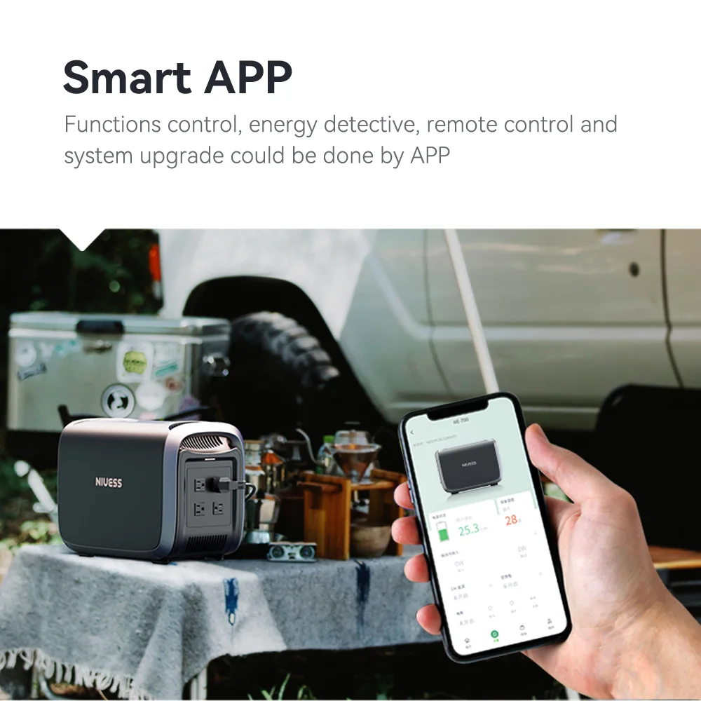 1200W All-in-One Portable Power Station with Solar Charging - Ideal for Camping & Home Use - Niuess