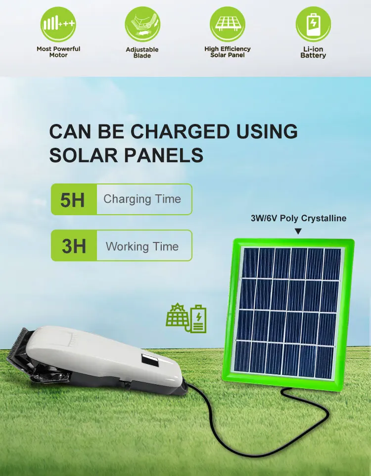 Cordless Solar-Powered Electric Hair Clipper - Eco-Friendly Grooming by Solarun