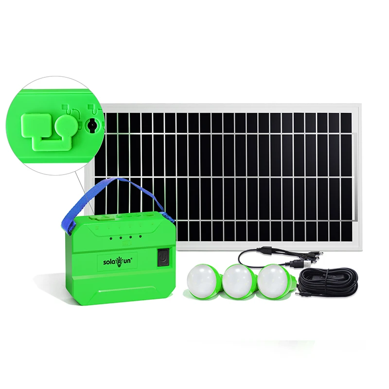 Portable Home Lighting Power System with 10W Solar Panel & Phone Charger - Off-Grid Areas by Solarun