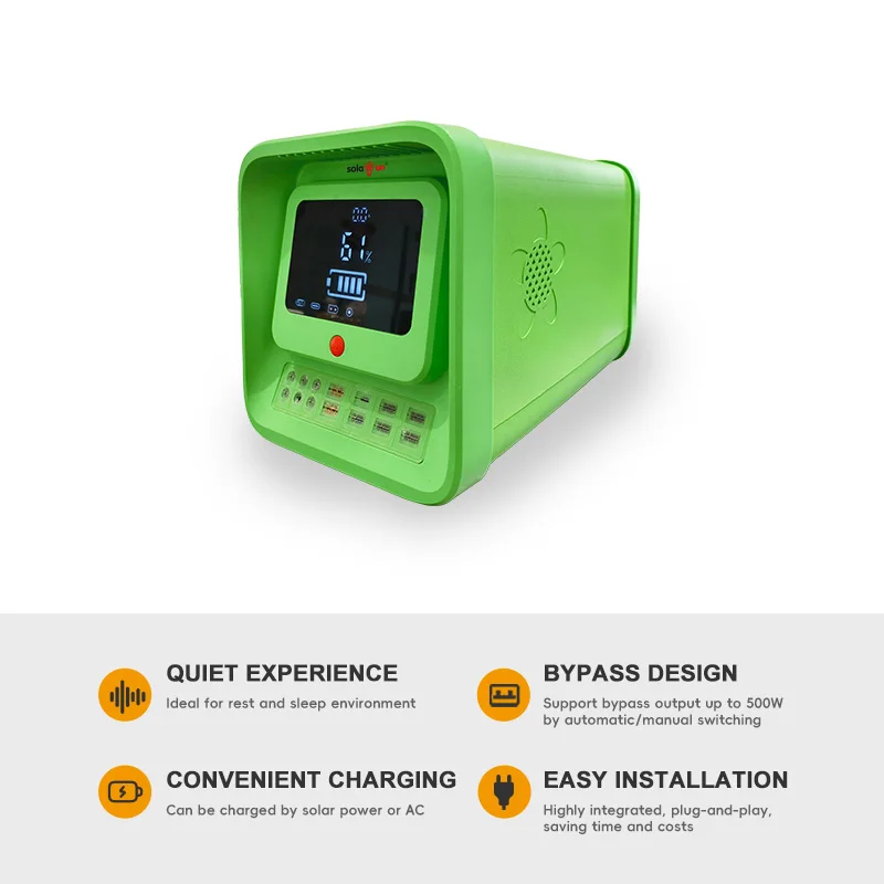 25.6V 1.28kWh Portable LiFePO4 Power Station - 500W Emergency Backup by Solarun