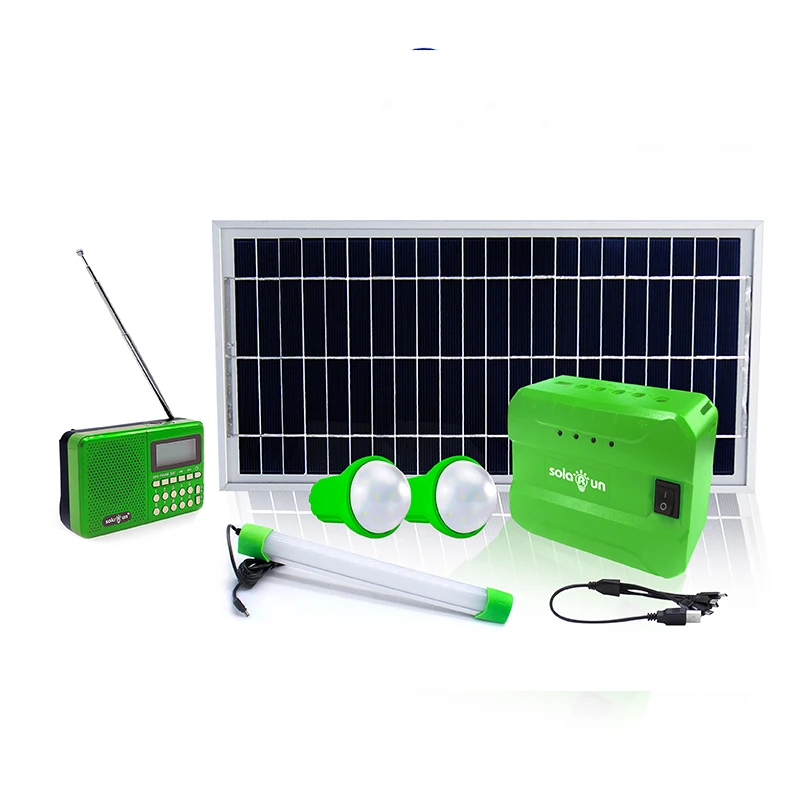 Portable Home Lighting Power System with 10W Solar Panel & Phone Charger - Off-Grid Areas by Solarun