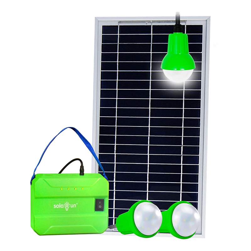Portable Home Lighting Power System with 10W Solar Panel & Phone Charger - Off-Grid Areas by Solarun