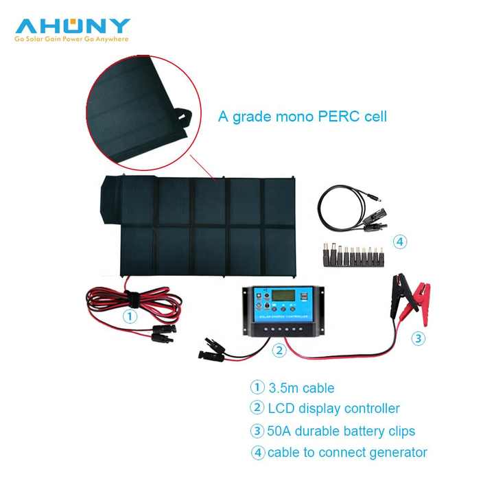 Portable 200W Solar Blanket Kit 10x20W Charging for Portable Generator Lithium Battery for Camper Trailer RV Motorhome Remote