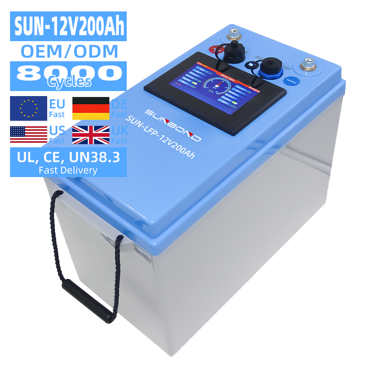 Rechargeable 12V 100AH LiFePO4 Battery with Built-in BMS for Solar Energy Storage Systems SUNBOND