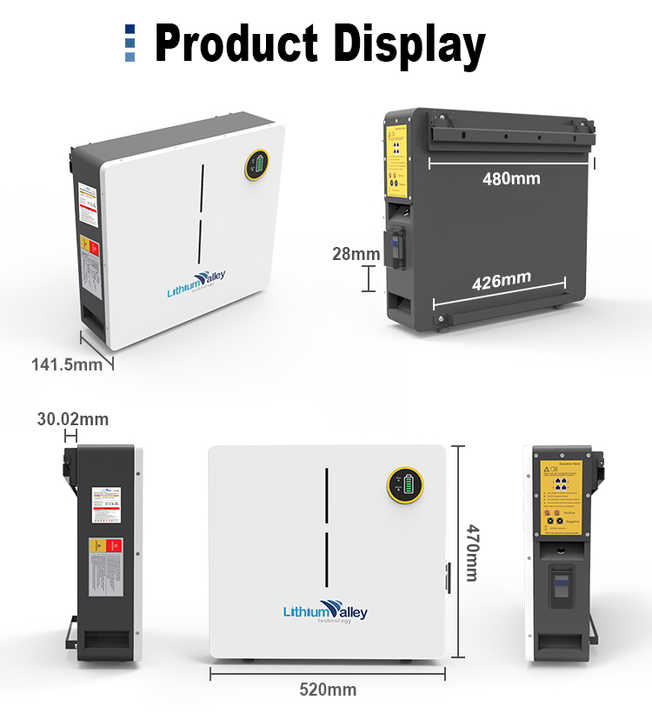 48V 51.2V 10kWh Power Wall Wall-mounted LiFePO4 Battery 6000 Cycle Energy Storage System for Home & Commercial Use LithiumValley