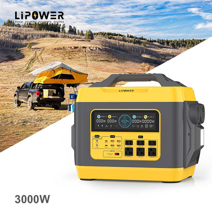Portable Power Station 3000W Pure Sine Wave 2880Wh LiFePO4 Battery Solar Generator for RV Outdoor Trips Lipower