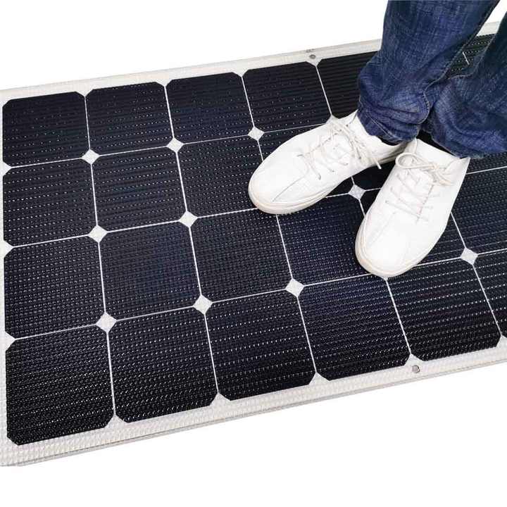 130W Walkable Semi-Rigid Solar Panel High Efficiency for RV Ocean Roof Campsite Off-Grid Battery AHONY