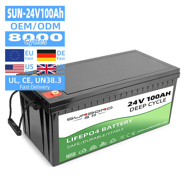Customized 24V 48V 50Ah 100Ah 200Ah Lithium Ion Battery 200Ah Capacity LiFePO4 24V 400Ah Energy Storage System for Solar Power Storage SunBang