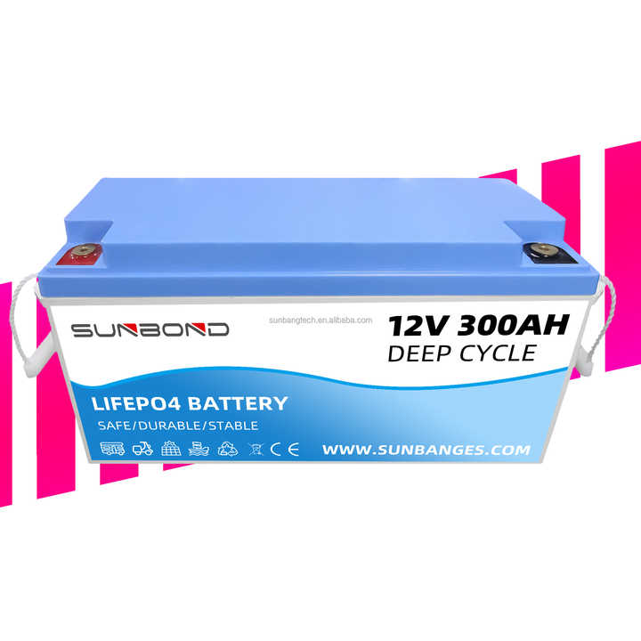 Rechargeable 12.8V LiFePO4 Battery Pack 12V 100Ah 200Ah 300Ah Long Cycle Life for Solar Energy Storage Systems SUNBOND