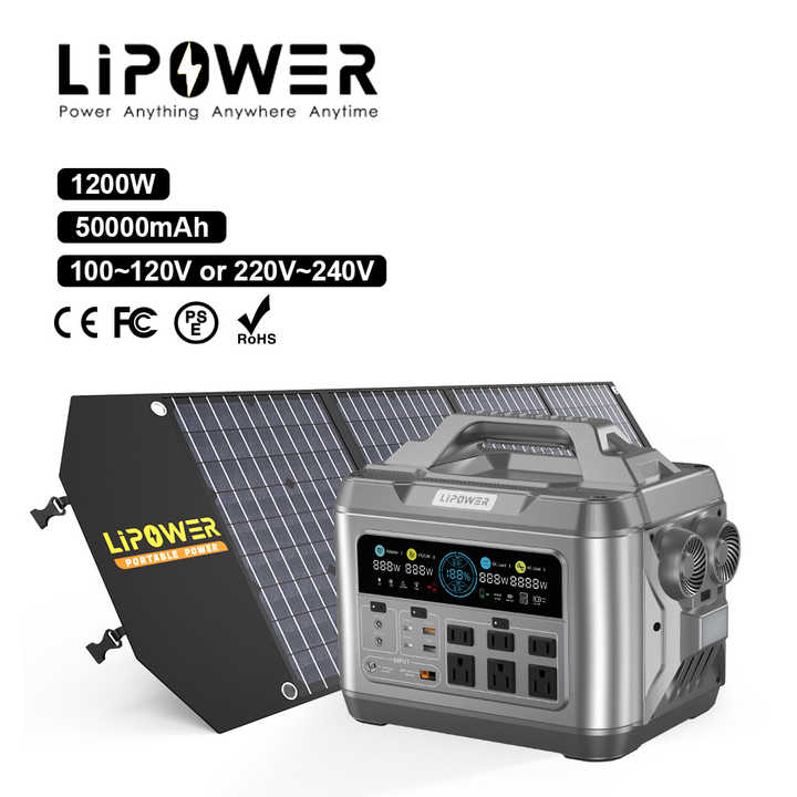 Portable Power Station 50000mAh 1200W Pure Sine Wave Off-Grid Solar Energy Storage for Outdoor & Home Use Lipower