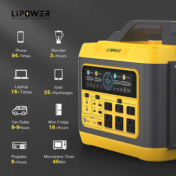 Portable Power Station 1200W 110V 220V 1110Wh Solar Energy System for Outdoor Camping Emergency Backup Lipower