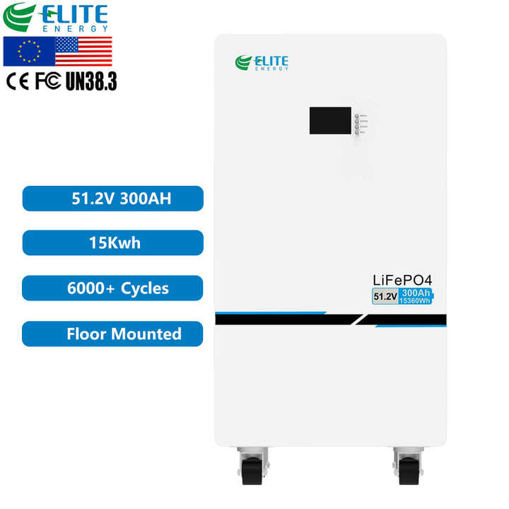 Solar Home Energy Storage System Battery 15KWH 51.2V Lithium Ion LiFePO4 Batteries 48V 300AH Rechargeable Deep Cycle BMS Li Cell High-Capacity Off-Grid Renewable Energy Storage Solution ELITE