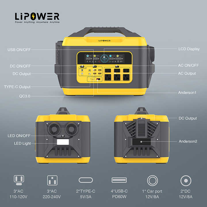 Portable Power Station 2200W LiFePO4 Battery Solar Generator for Outdoor Camping