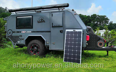 130W Walkable Semi-Rigid Solar Panel High Efficiency for RV Ocean Roof Campsite Off-Grid Battery AHONY