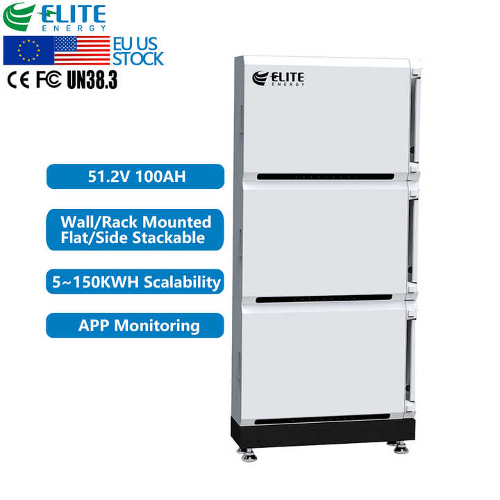 Home Energy Storage LiFePO4 Lithium Batteries Wall Mounted Rack Mounted Stackable 48V 100Ah Solar Battery Packs 5KWH 10KWH 15KWH 6000 Cycles Off-Grid Hybrid Systems ELITE