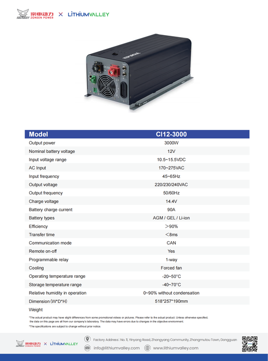 Charge Inverter Integrated Machine 3000W 12V Solar Energy Storage System for Off-Grid Power Solutions LithiumValley
