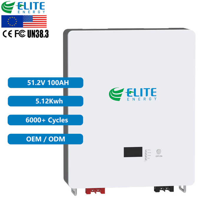ELITE Wall-mounted 48V 100AH 5KWH Home Solar Battery Pack LiFePO4 Power Wall Energy Storage System Battery 51.2V Powerwall CE Certified Off-Grid Hybrid Energy Storage for Household Use Elite/OEM