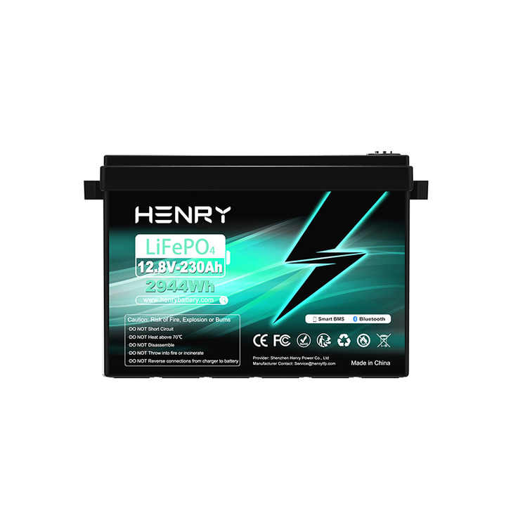 Lithium Iron Phosphate Battery Pack 12V 200AH 230AH with Bluetooth BMS 12.8V for Solar Storage Golf Carts Electric Vehicles HENRY