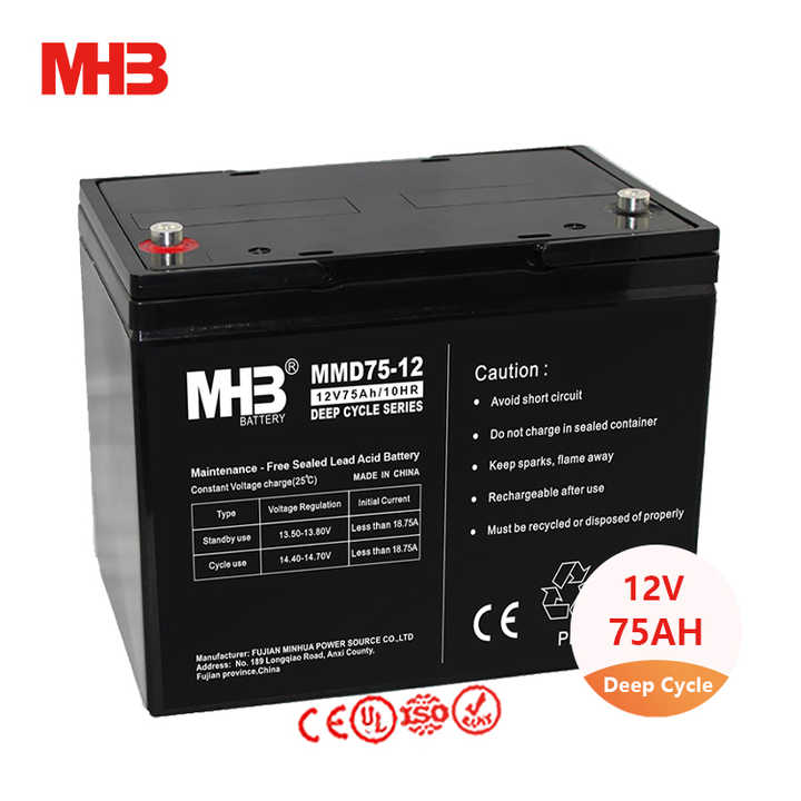 MHB MMD75-12 12V 75Ah AGM Deep Cycle Battery for Solar Energy Storage and UPS Systems