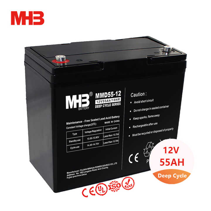 MHB MMD55-12 Gel Solar Automotive Forklift 12V 55Ah 20hr VRLA Lead Acid Deep Cycle Battery for Energy Storage UPS Medical Equipment MHB